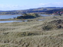 Looking inland across the dunes. Masses of wild flowers